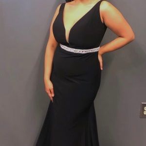 Mac Duggal Black Slip Gown Size 14W